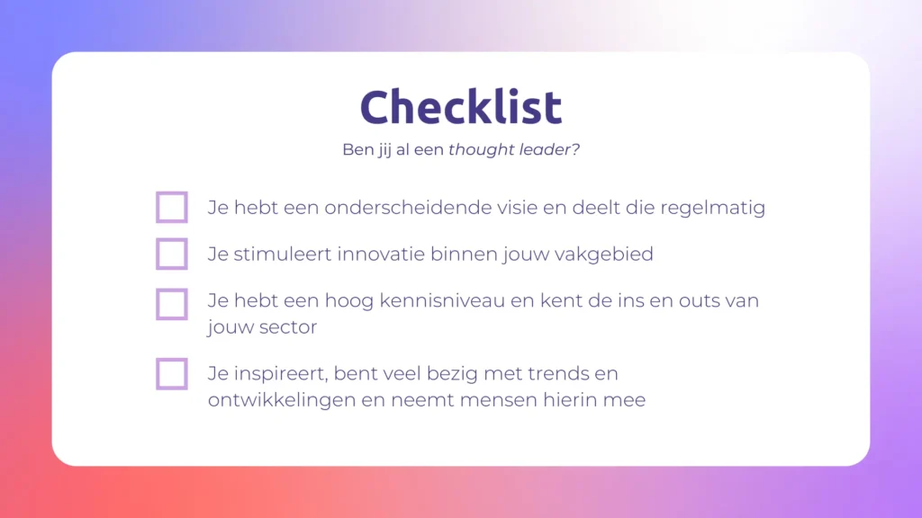 Checklist Thought Leadership - De Podcastschuur